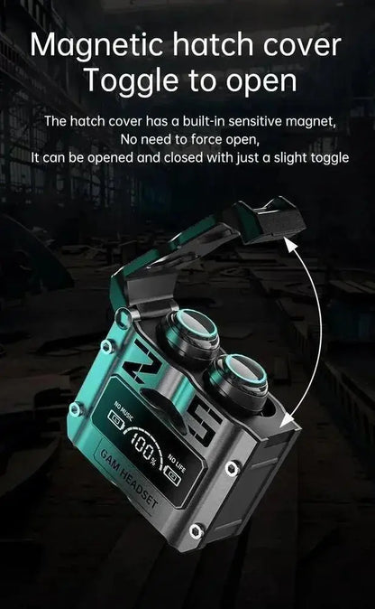 Gaming Earbuds HD Sound Black Blue Bluetooth 5.1 Gulfluxe