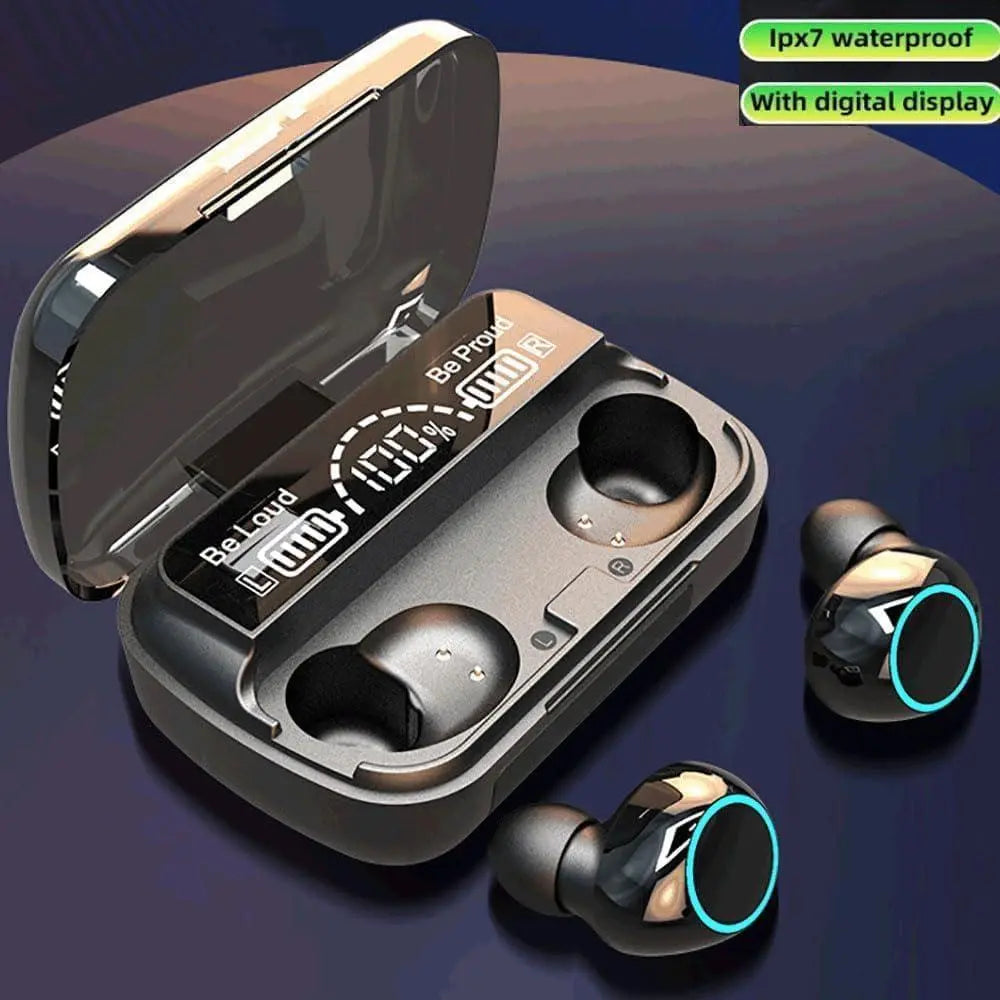 Black Bluetooth Earbuds with Charging Case Gulfluxe