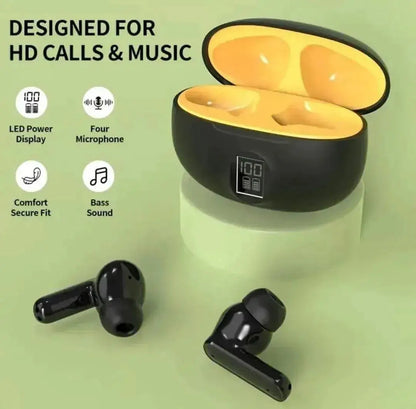 Premium TWS Earbuds ANC 108H Battery Black Yellow Gulfluxe