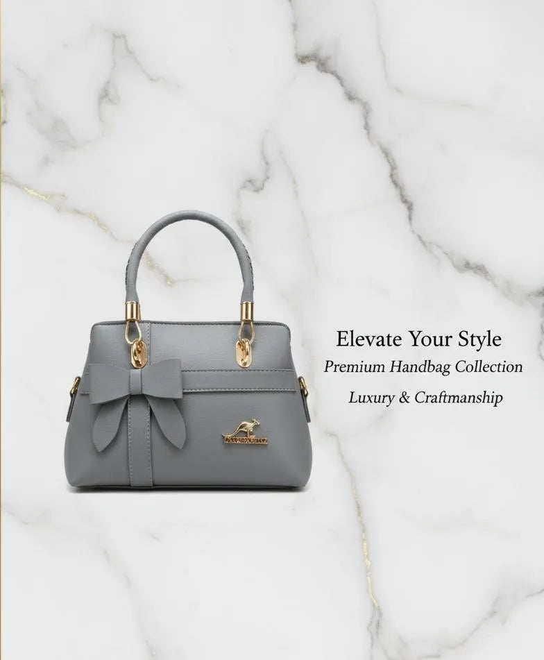 Stylish Blue Leather Handbag for Girls with Top Handle