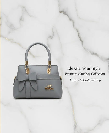 Stylish Blue Leather Handbag for Girls with Top Handle