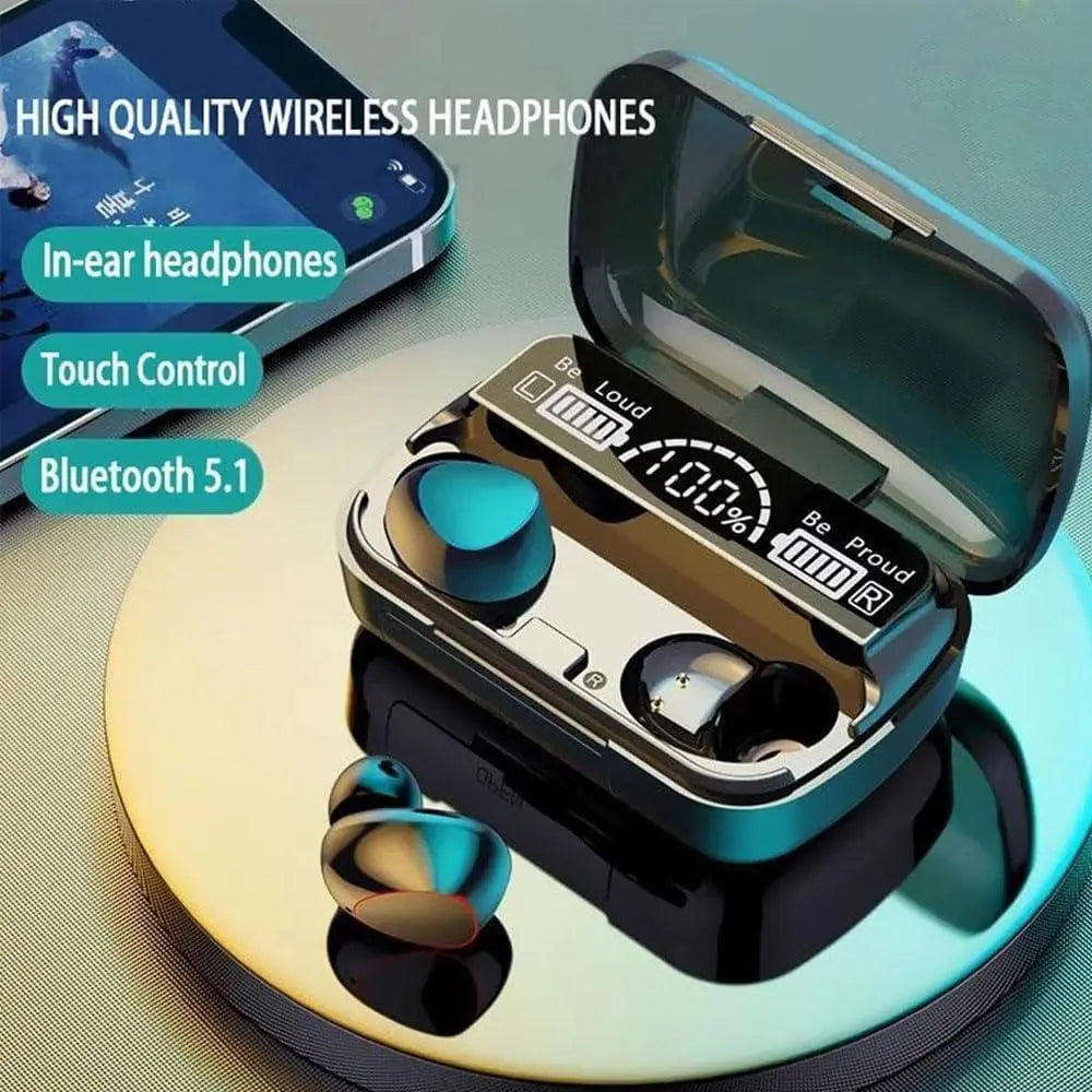 Black Bluetooth Earbuds with Charging Case Gulfluxe