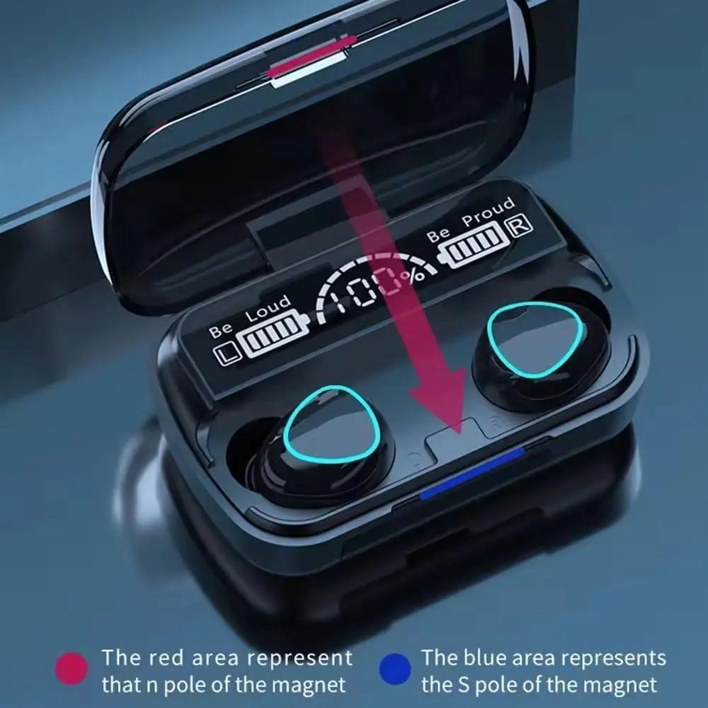 Black Bluetooth Earbuds with Charging Case Gulfluxe