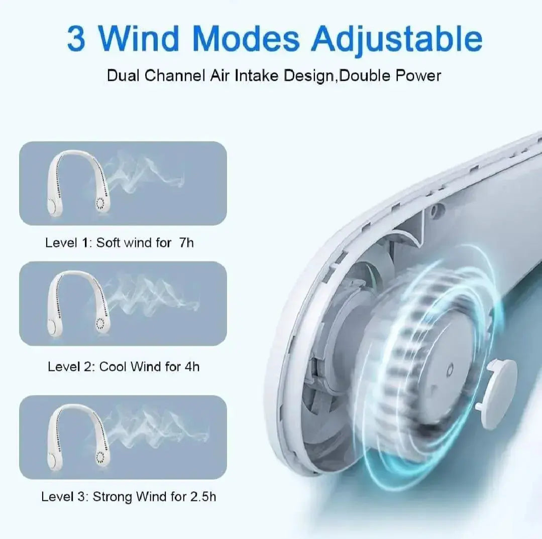 Rechargeable Neck Fan 200mAh Long Battery Life Gulfluxe