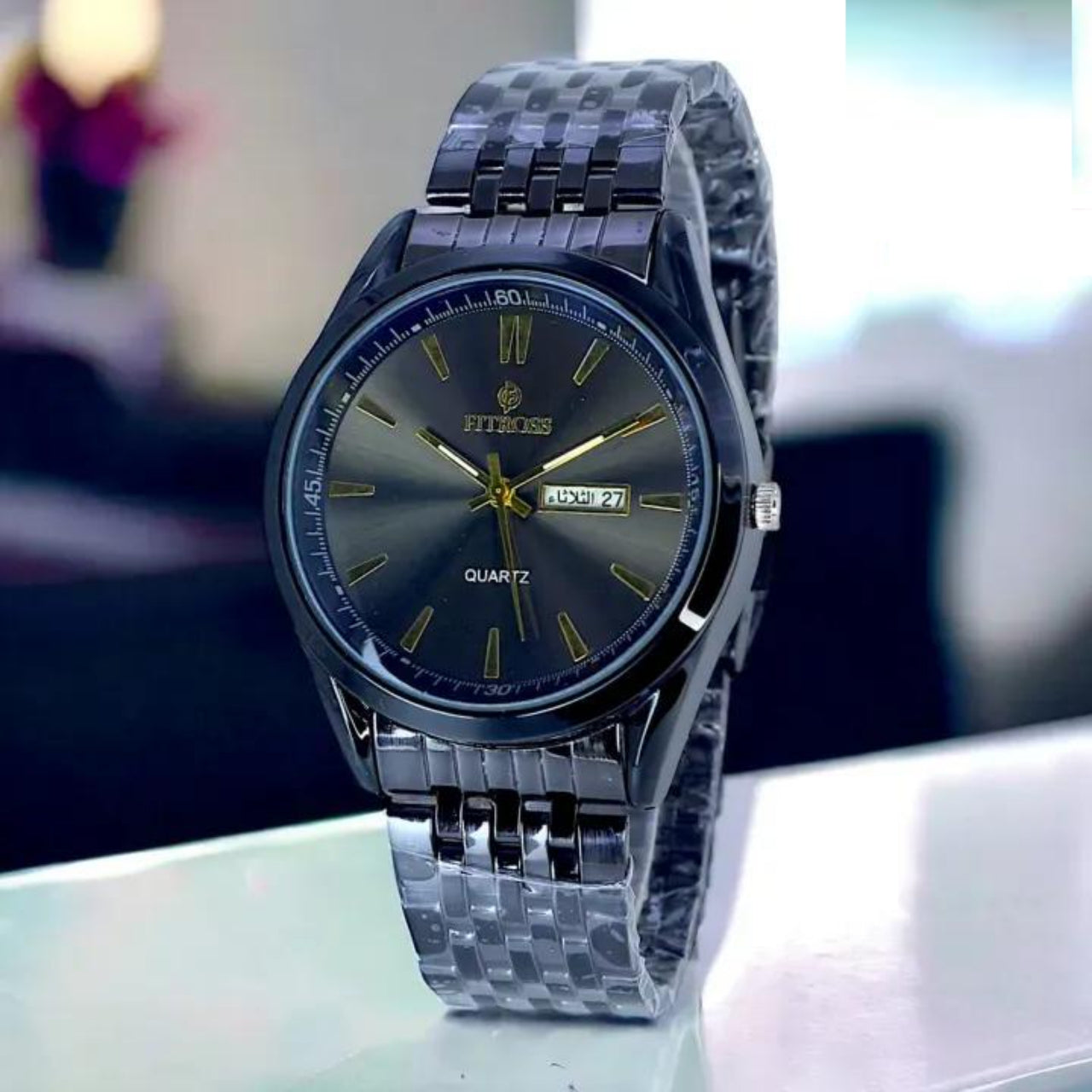 Men's Stainless Steel Quartz Watch 24mm Multicolor Strap