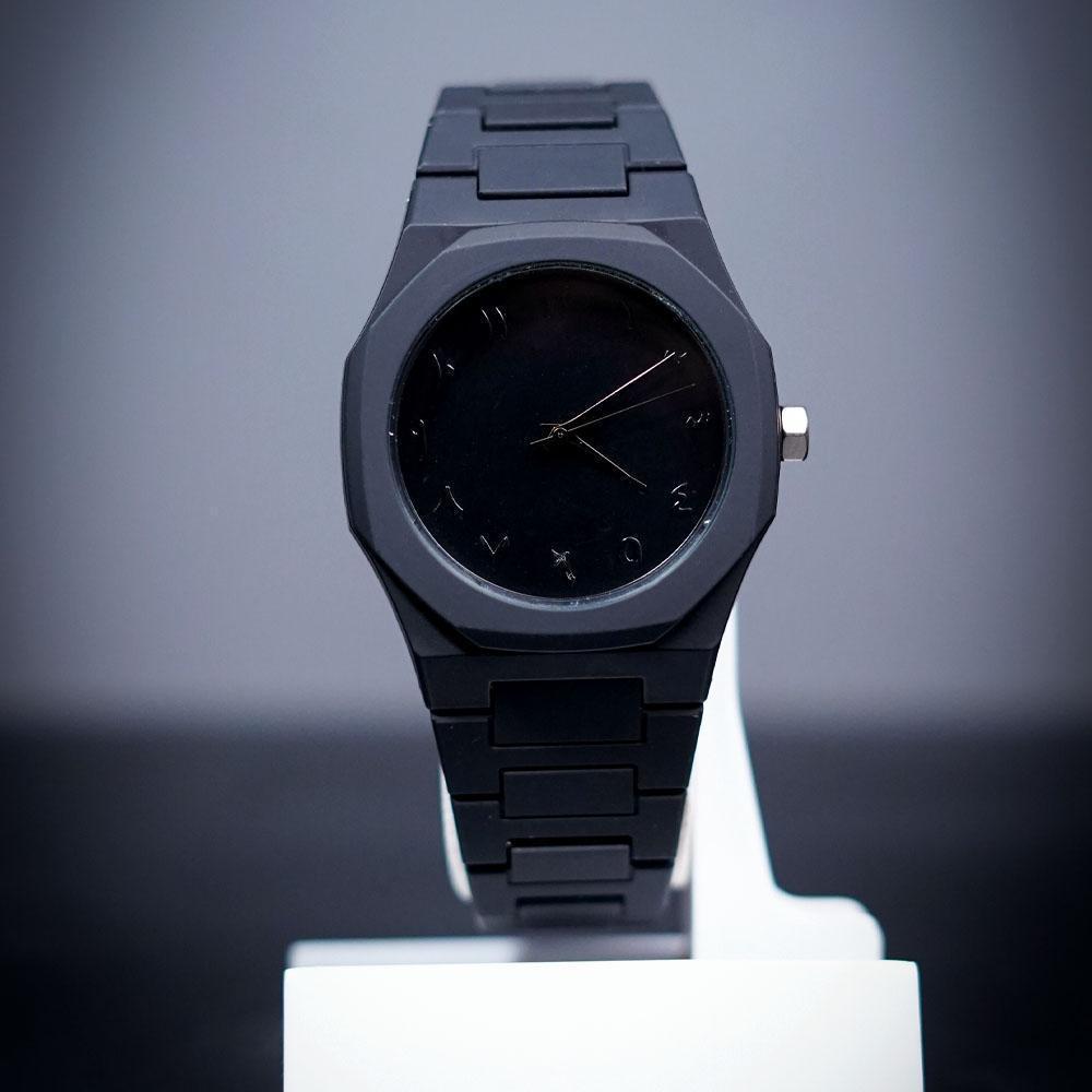 Black Stainless Steel Watch with Quartz Movement