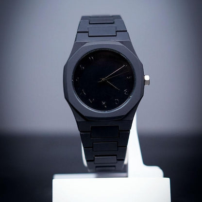 Black Stainless Steel Watch with Quartz Movement