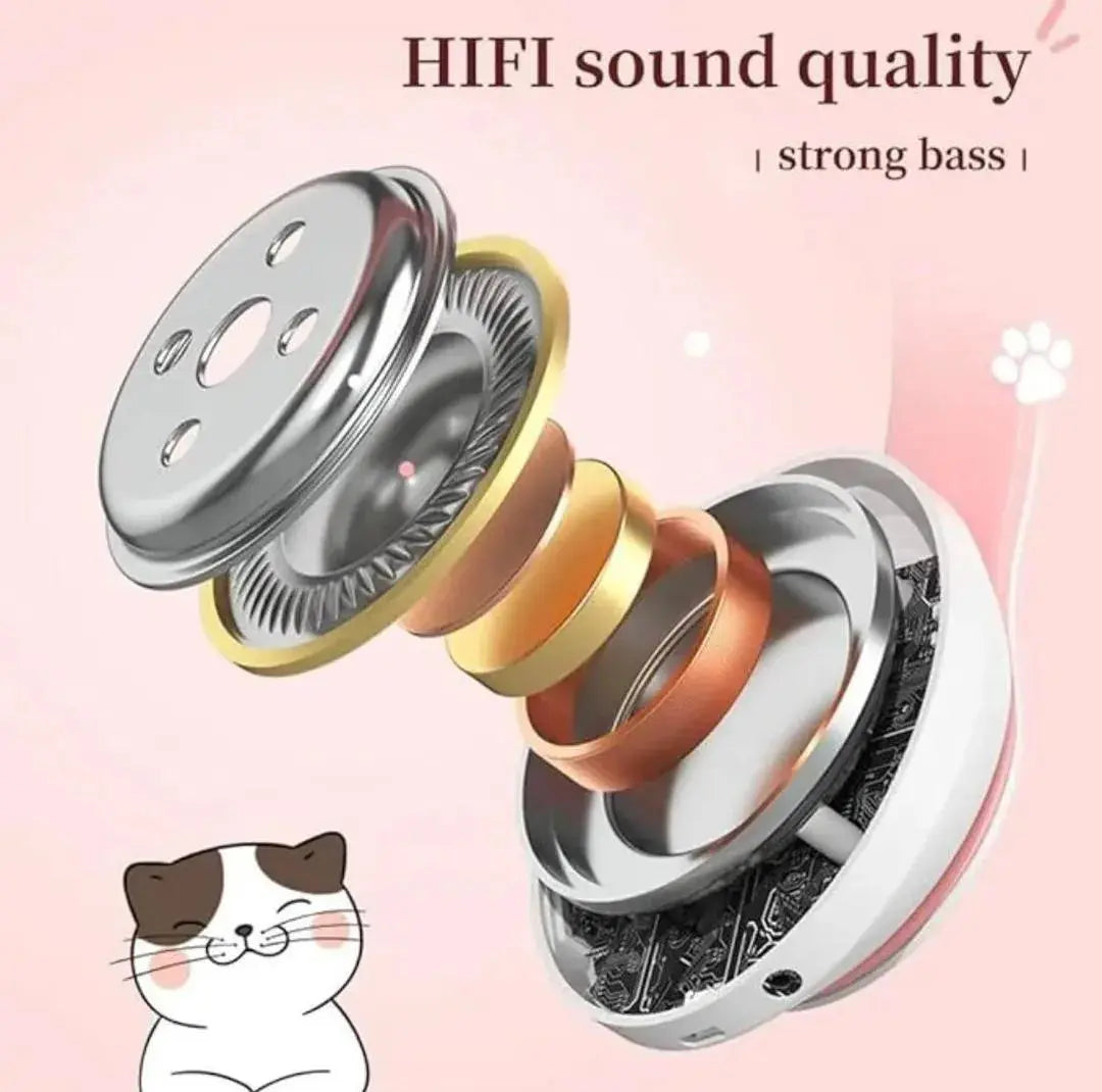 Cat Ear Bluetooth Headphones Pink with LED Lights Gulfluxe