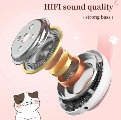 Cat Ear Bluetooth Headphones Pink with LED Lights Gulfluxe